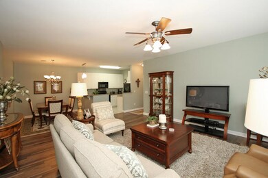 Open living area, dining and kitchen
