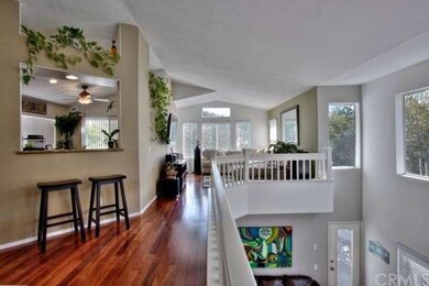 Top of the staircase facing the living room.
