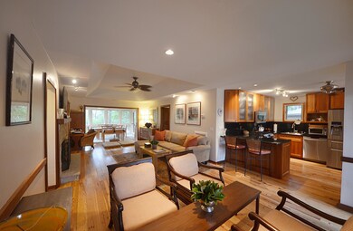 Kitchen opens to living space