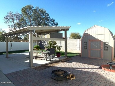 Backyard with open space and storage
