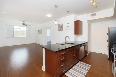 Kitchen with a sink, stainless steel appliances, 
