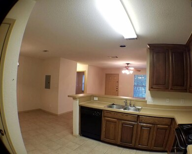 Kitchen with sink, kitchen peninsula, electric pan