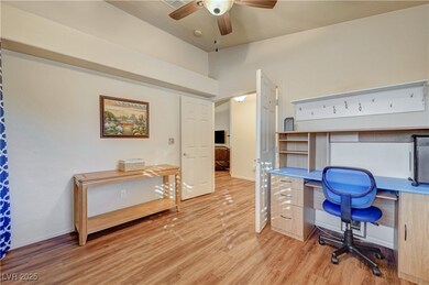 Office space featuring light wood-style floors, a