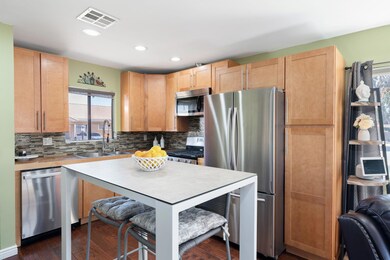 Kitchen with stainless steel appliances
