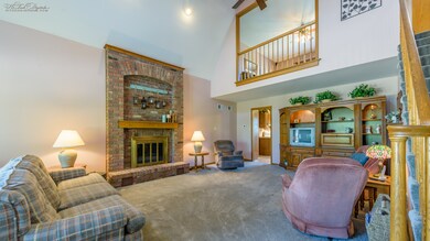 Massive brick fireplace