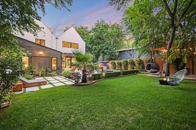 View of yard at dusk