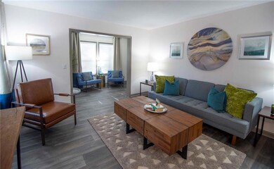 Living room featuring dark hardwood / wood-style floors