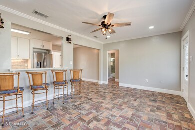 Great Room with Brick Floors