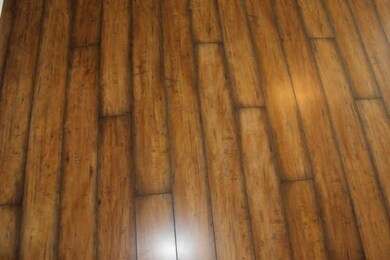 close up of the new laminate flooring,  really pretty!