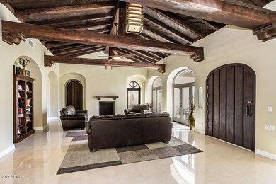 Living Room with beamed ceilings