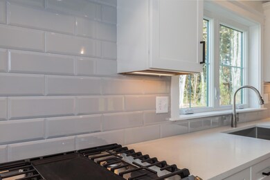 Grey backsplash w snow and Monument Blac