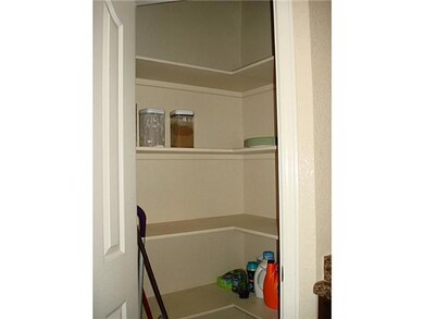 Roomy corner pantry in kitchen.