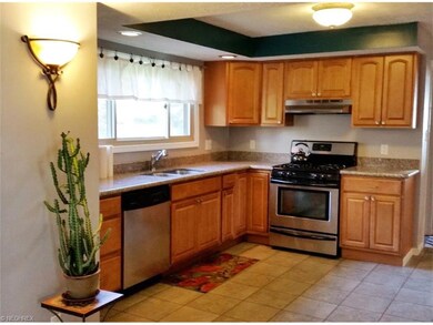 Open plan kitchen amish made wood cabinets and gra