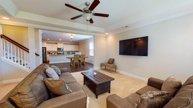 Living room into kitchen