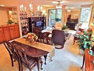 Full view of the dining area and living room which