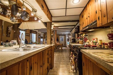 View from kitchen to dining room.