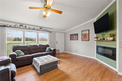 Living room w/ electric fireplace