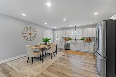 Spacious bright kitchen with dining area