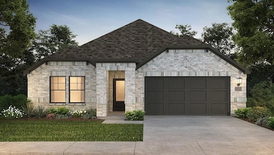 The Oleander elevation offers a combination of brick and stone with a weathered wood roof.
