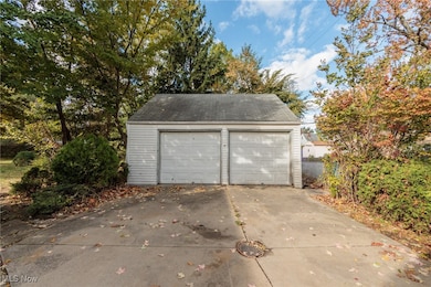 View of detached garage