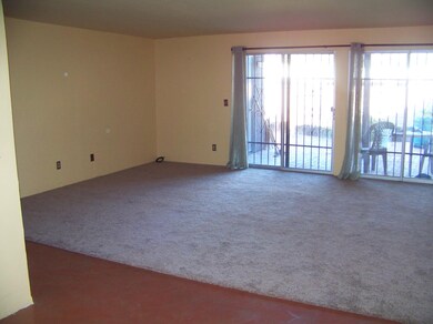Living room with new carpet.