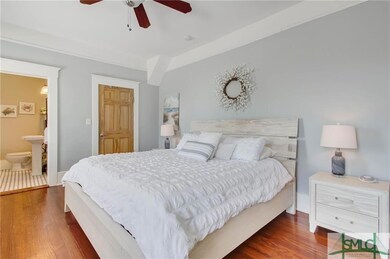 Spacious bedroom, restored floors