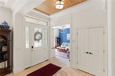 Front Entry with Tongue and Groove Ceiling Interes