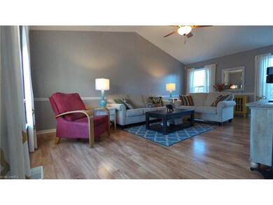 Great room with vaulted ceiling