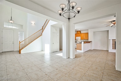 Unfurnished living room with light tile patterned