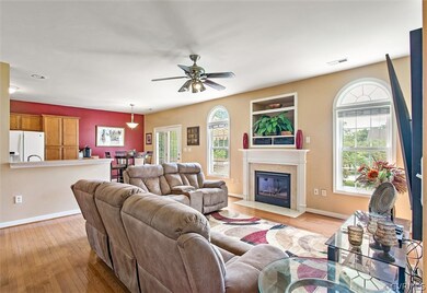 Family room has lots of natural light.