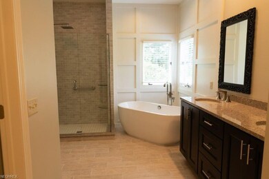 Updated master bath. Features double sink; quartz 