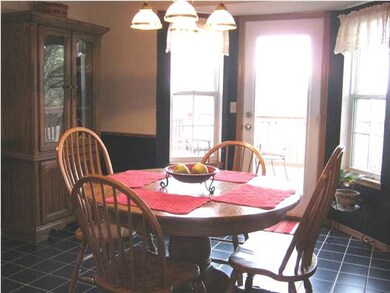 Large eating area with beautiful outside view