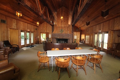 Club House interior with kitchen and bathrooms.