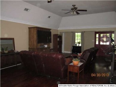 View from fireplace into den