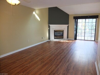 Great room with vaulted ceiling, gas fireplace and