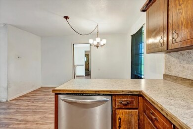 View from kitchen to dining area.