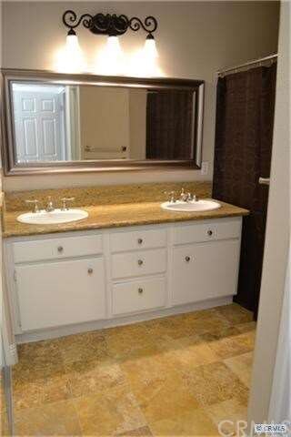 Master bathroom with new granite countertop, fixtu