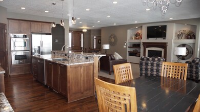 Dining, kitchen, living room