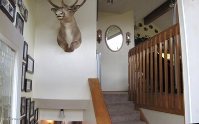 Foyer with wood accents