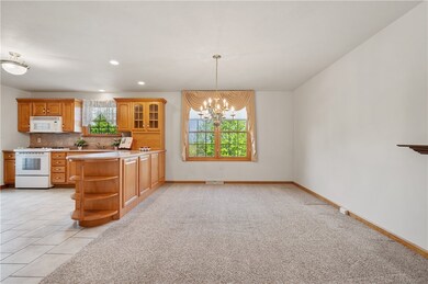 The dining room is large enough for plenty of furn
