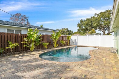 Dark blue pebble finish pool with swim-out, built-