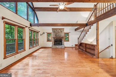 Main Level Living w/ Rustic Beams & Shelves