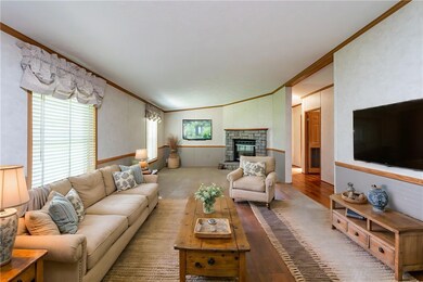 Spacious living room with gas fireplace