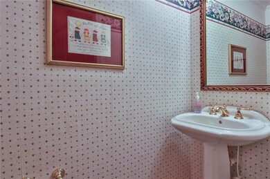 A first floor powder room is convenient for guests