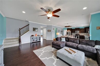 Large family room open to kitchen