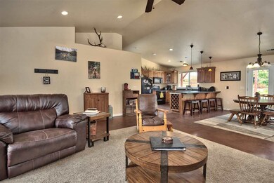 The vaulted ceilings and open floorplan make this 