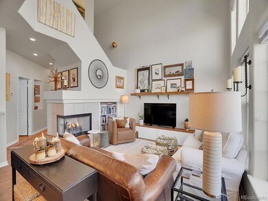 Living Room fireplace. TV, Fireplace,  High Ceiling