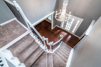 New carpet on the turned staircase. Crown molding 
