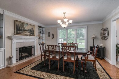 Dining room with fireplace