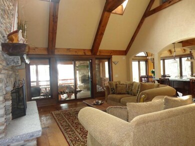 Great Room: The massive stone...
